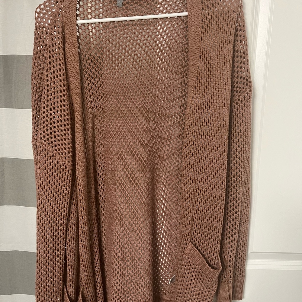 Women's Open Knit Sweater - Brown